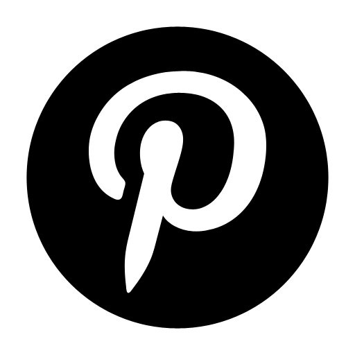 Pinterest logo with a black circle