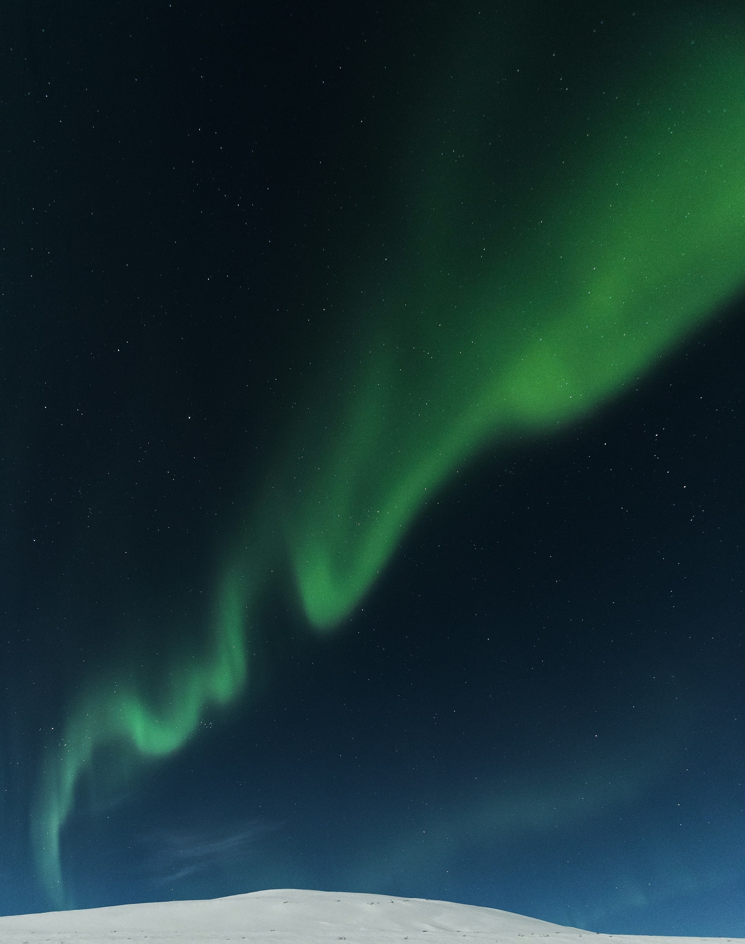Aurora borealis over a snowy landscape